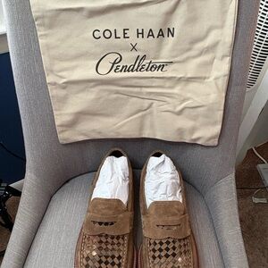 Cole Haan x Pendleton Woven Penny Loafers Suede and Wool..Limited Collaboration!